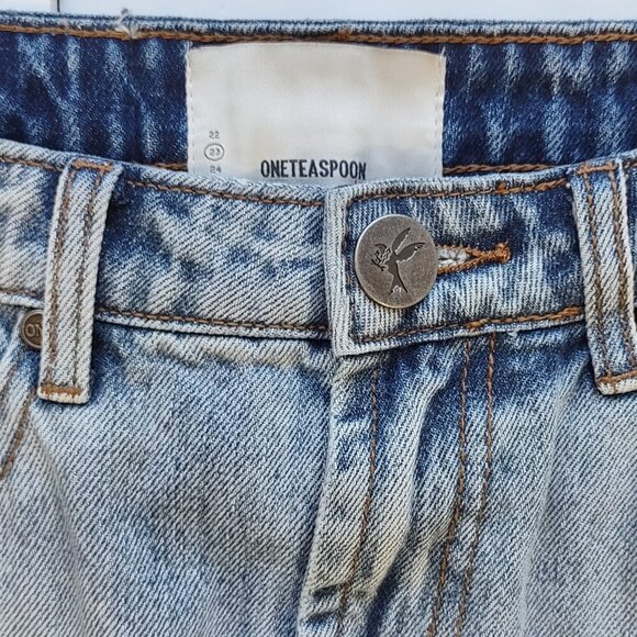 One Teaspoon Floral Embroidered Long Trucker Denim Skirt Retro Boho  US Size 26 - Picture 10 of 15